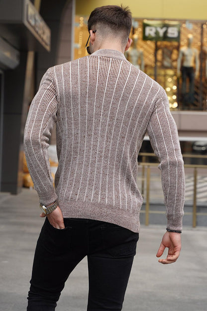 Stone Color Half Turtleneck Knitwear Sweater 5761