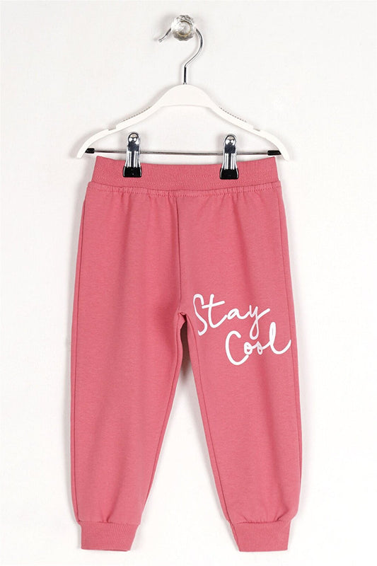 Girl's Dusty Rose Colored Stay Cool Printed Sweatpants with Elastic Legs