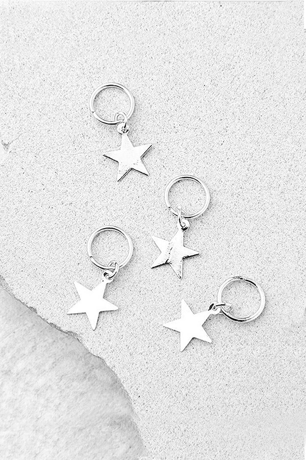 Silver Shooting Stars Hair Earrings Pack of 4