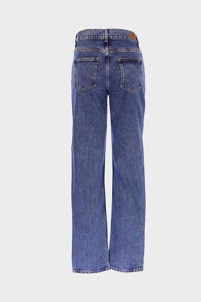 Sydney Medium Blue High Waist Zippered Slim Straight Jean Trousers C 4529-062