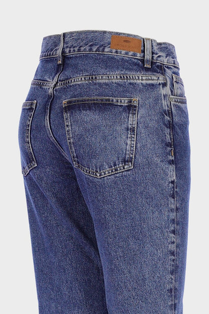 Sydney Medium Blue High Waist Zippered Slim Straight Jean Trousers C 4529-062