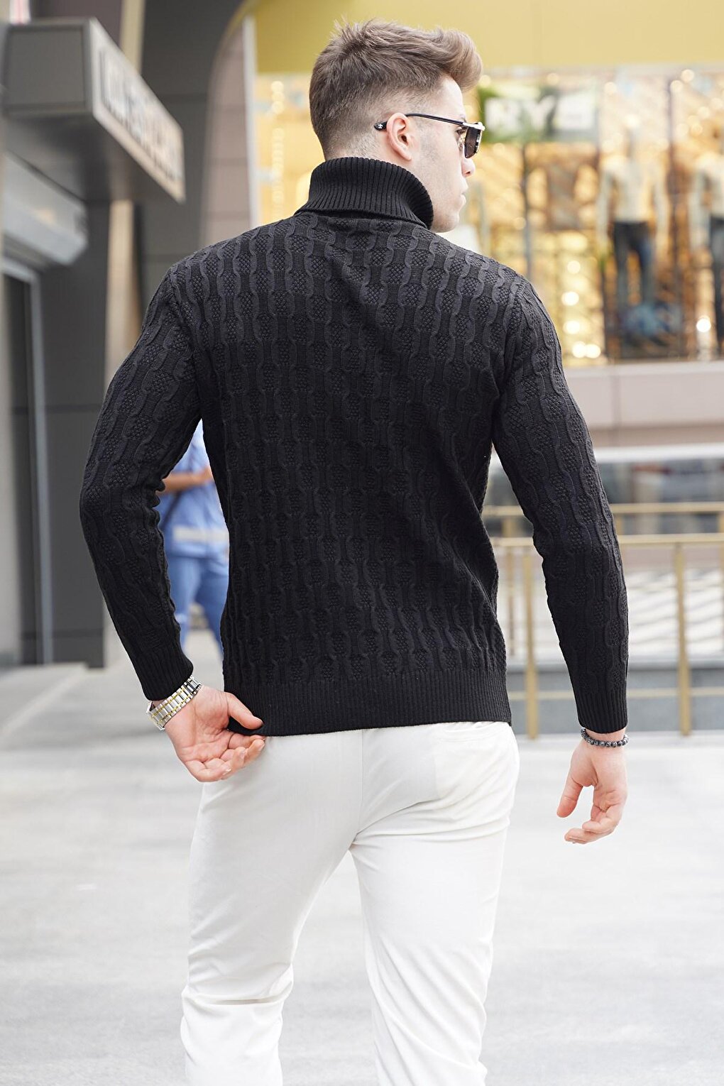 Black Turtleneck Knitwear Sweater 5759