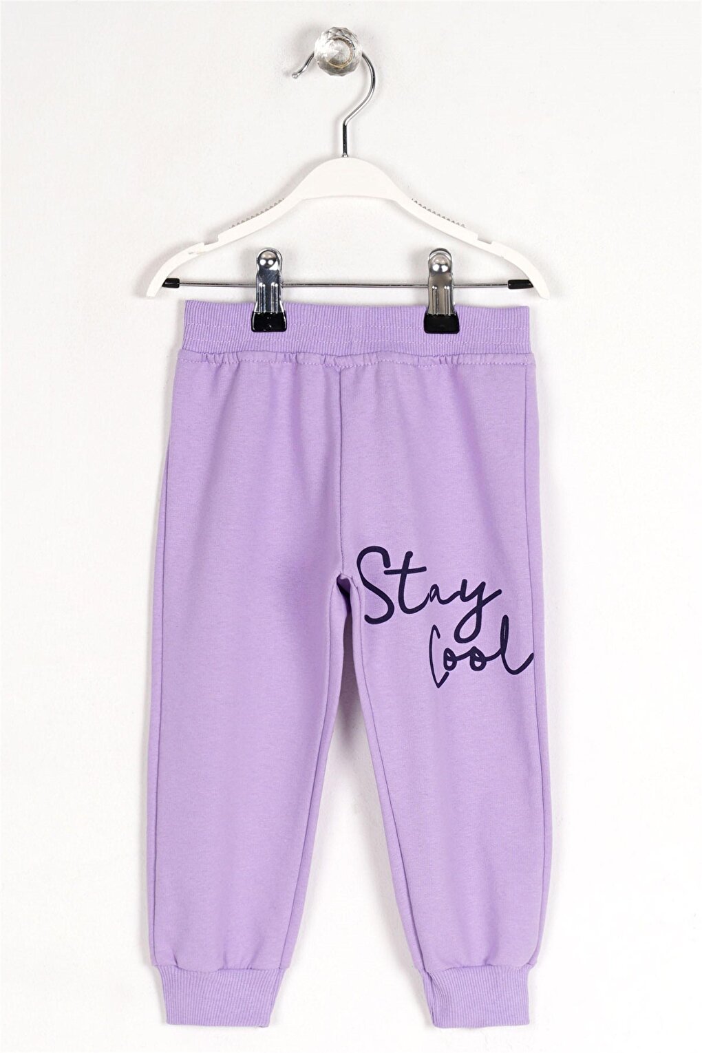 Girl's Lilac Colored Stay Cool Printed Sweatpants with Elastic Legs