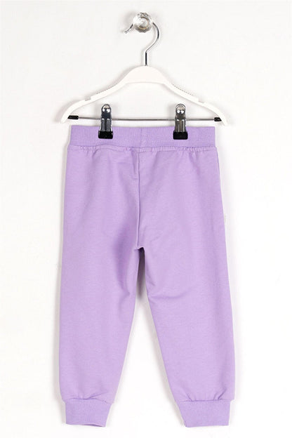 Girl's Lilac Colored Stay Cool Printed Sweatpants with Elastic Legs