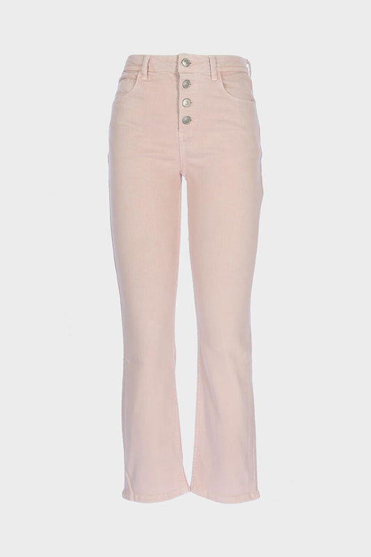 Sydney Powder Color High Waist Buttoned Slim Straight Jean Trousers C 4529-061