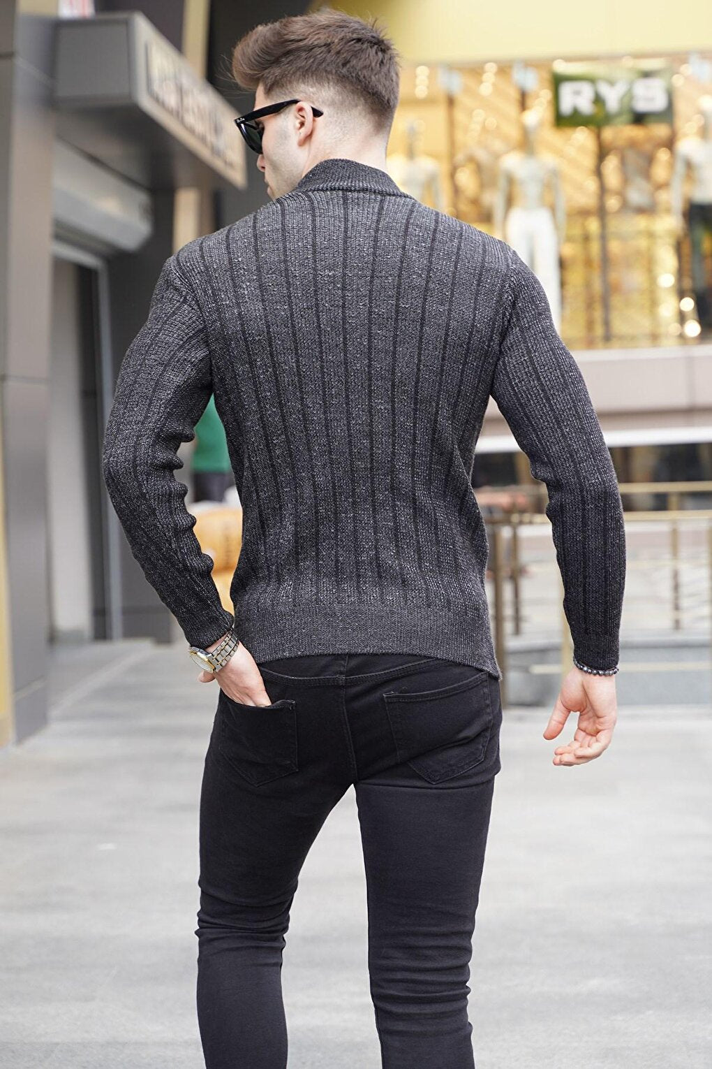 Black Half Turtleneck Knitwear Sweater 5761