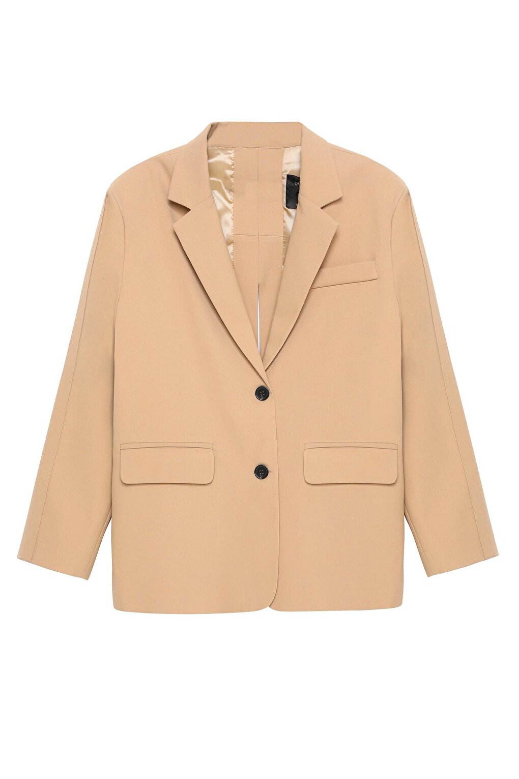 Low-cut Back Detailed Blazer Jacket Beige