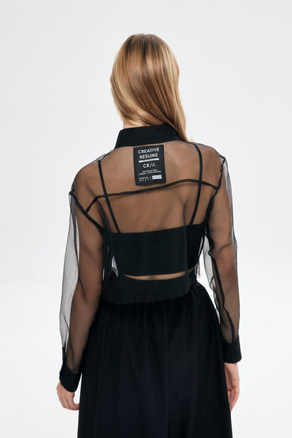 Organza Crop Shirt Black