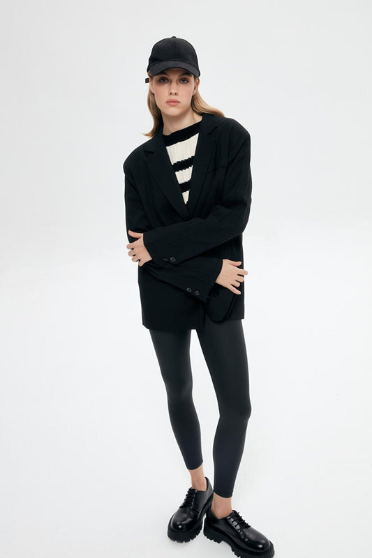 Low-cut Back Detailed Blazer Jacket Black