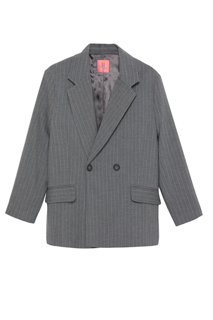 Striped Oversize Blazer Jacket Dark Gray