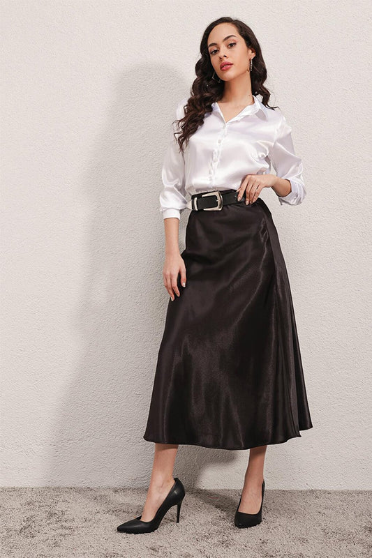 15806 Satin Skirt - Black