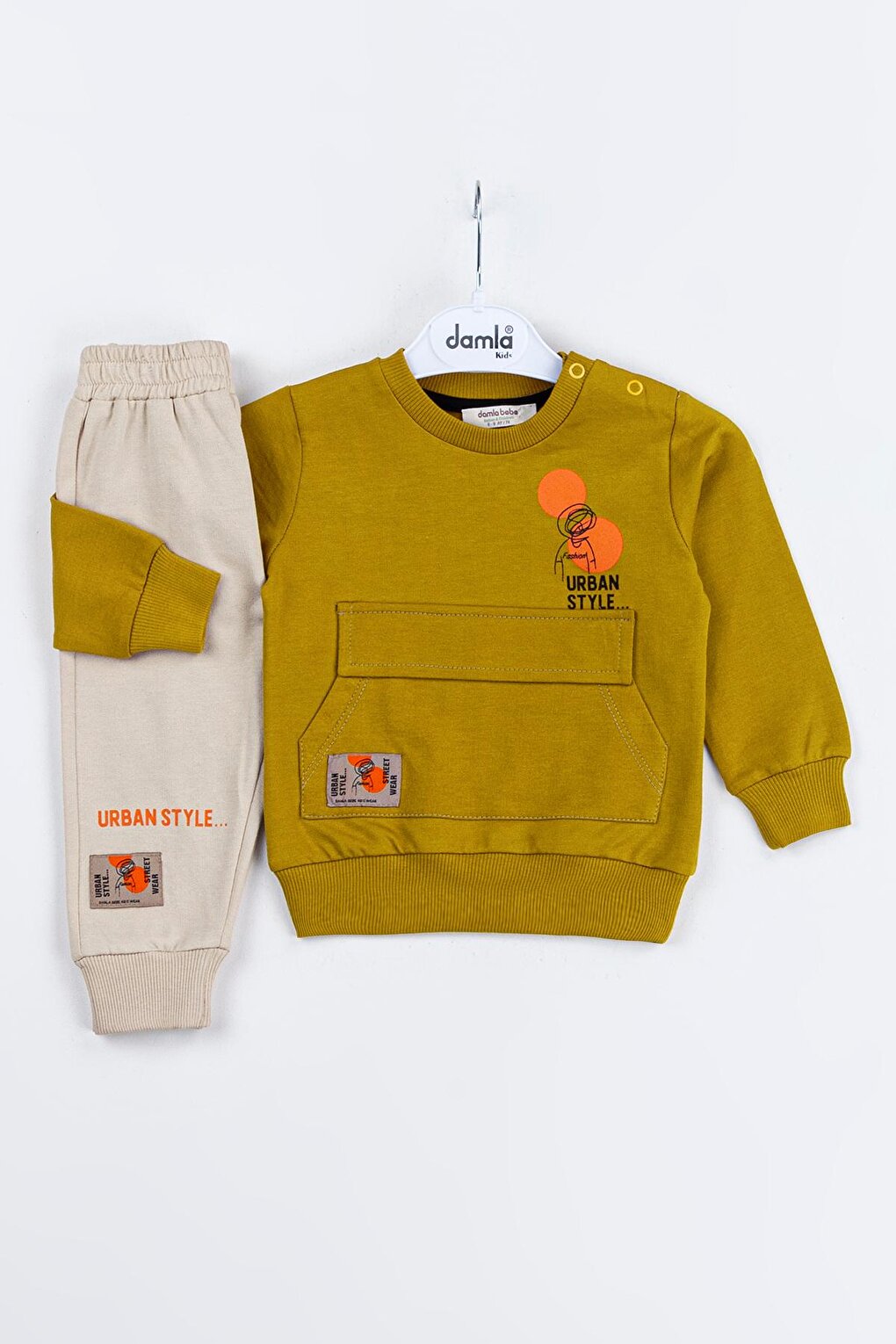 Baby Boy Urban Text Printed Mustard 2 Piece Set 16674