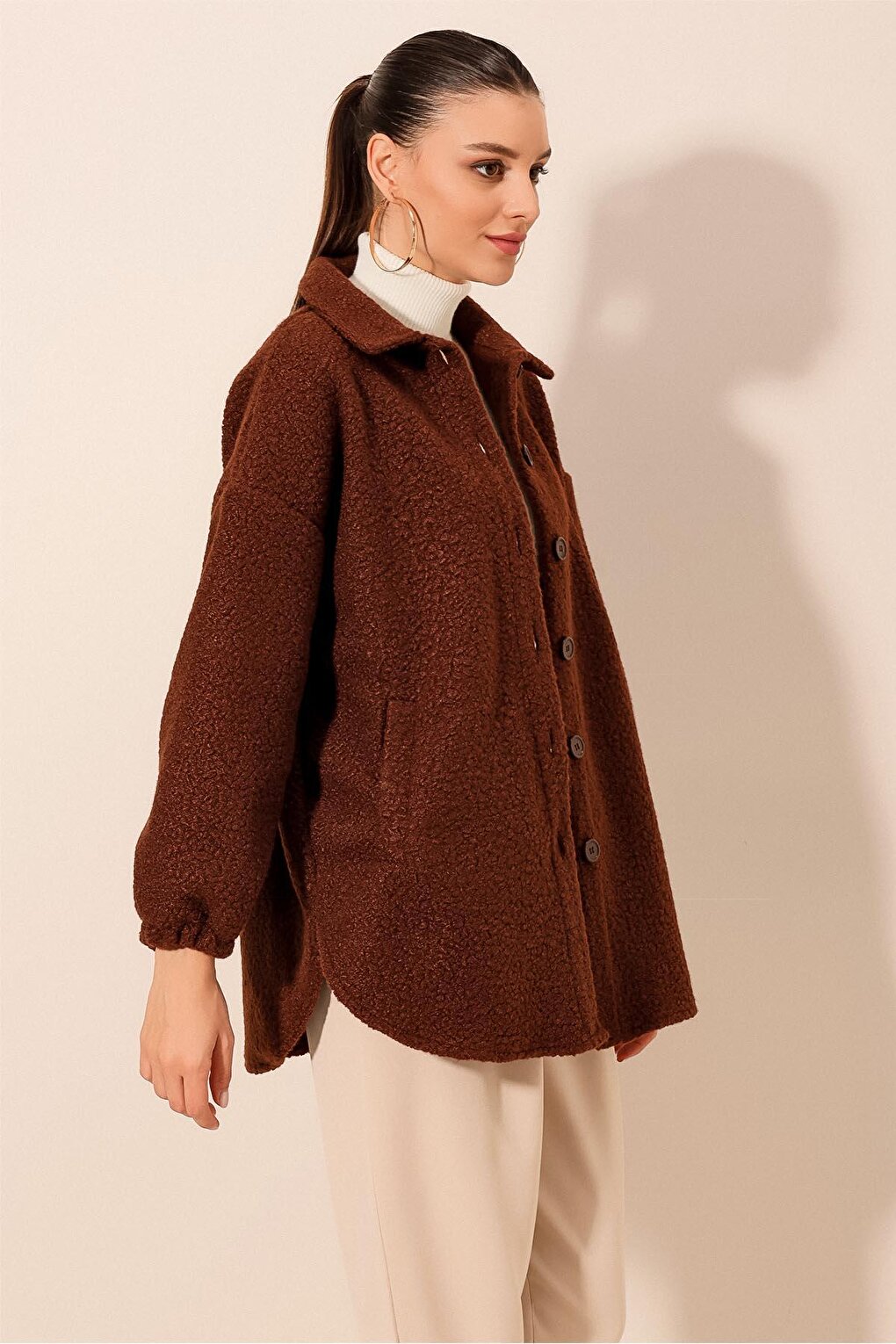 0675 Wool Blend Boucle Jacket - Brown