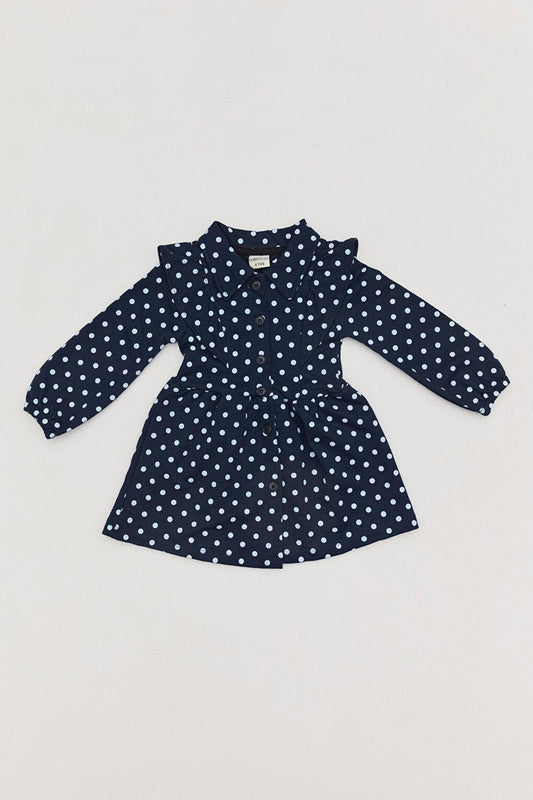 Button-Front Shirt Collar Girl's Dress