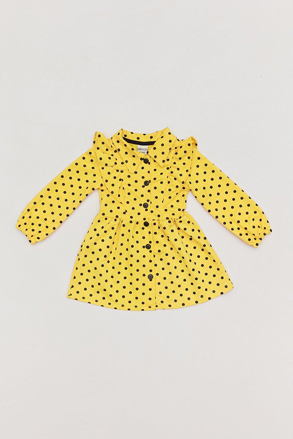 Button-Front Shirt Collar Girl's Dress