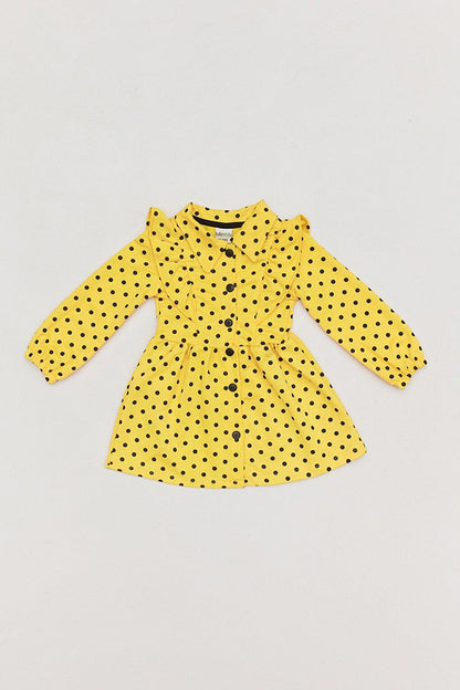 Button-Front Shirt Collar Girl's Dress