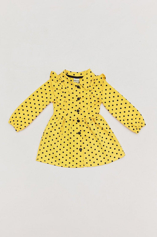 Button-Front Shirt Collar Girl's Dress