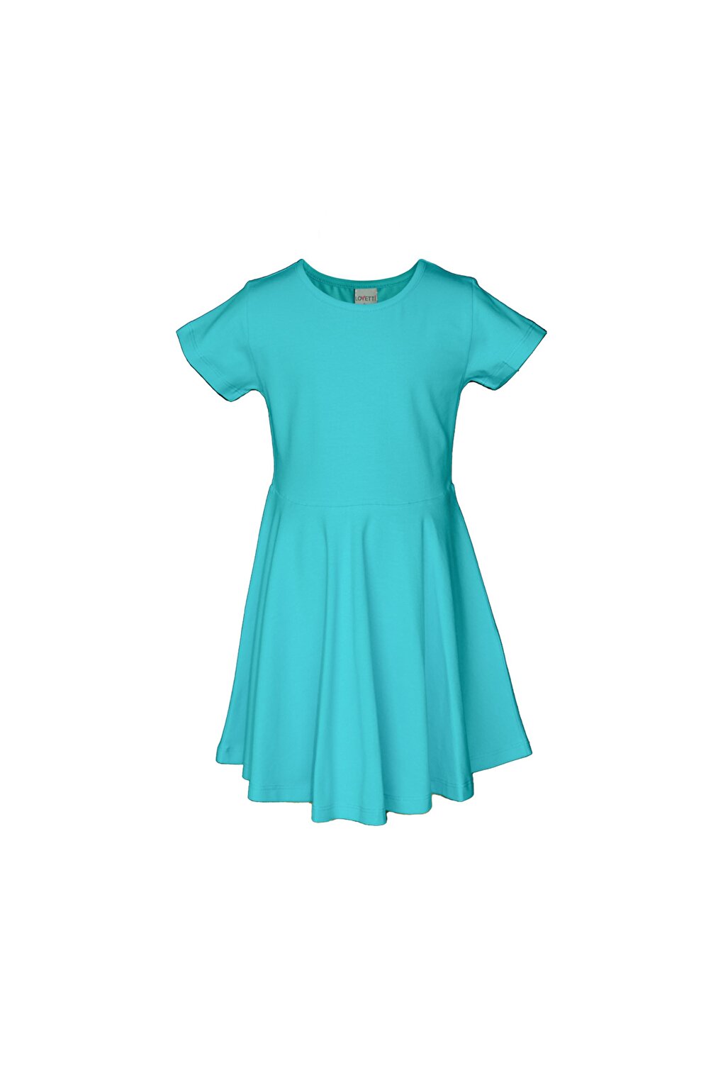 Light Turquoise Girl's Plain Basic Short Sleeve Dress