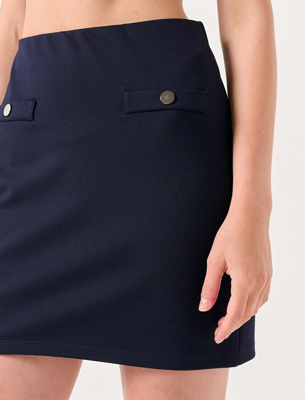 Navy Blue Slim Fit Normal Waist Mini Skirt