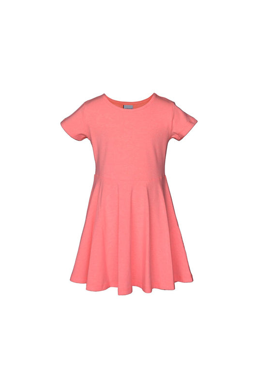 Phosphor Orange Girl's Plain Basic Short Sleeve Dress