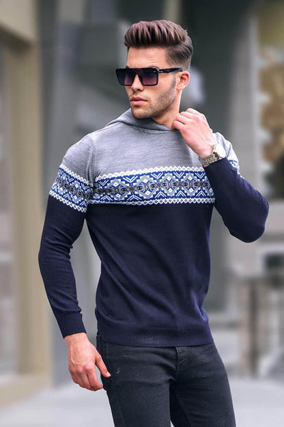 Gray Hooded Men's Sweater 5624