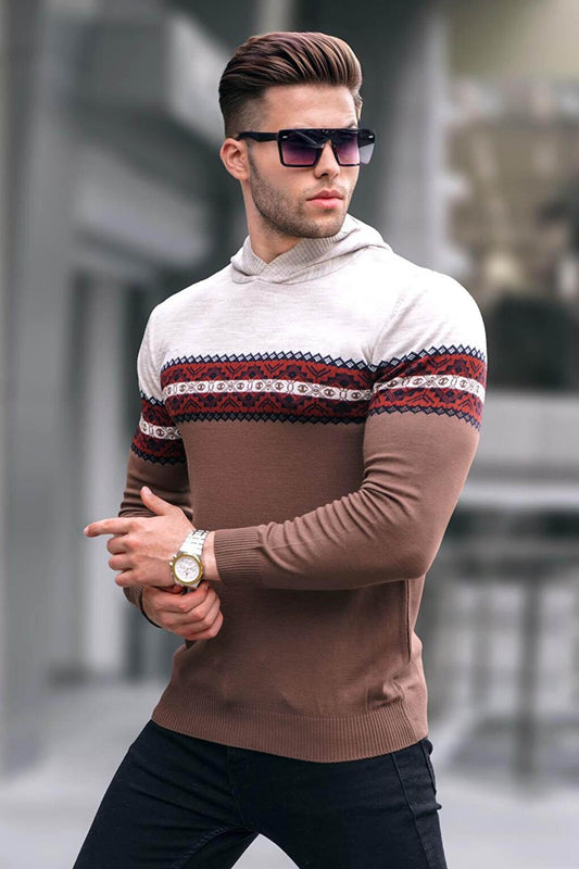 Beige Hooded Men's Sweater 5624