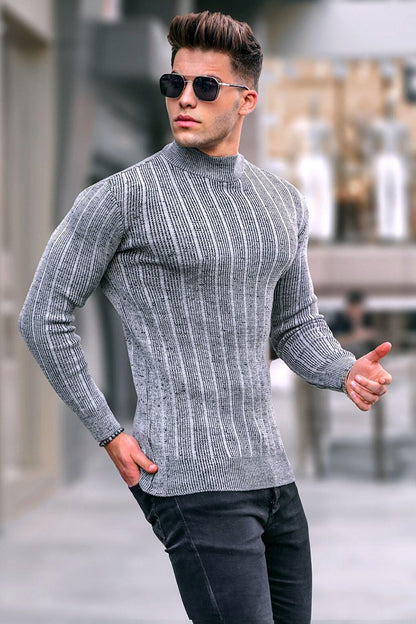 Gray Half Turtleneck Knitwear Sweater 5761