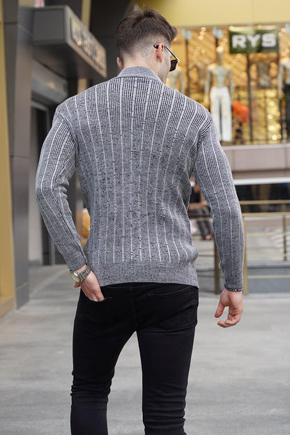 Gray Half Turtleneck Knitwear Sweater 5761