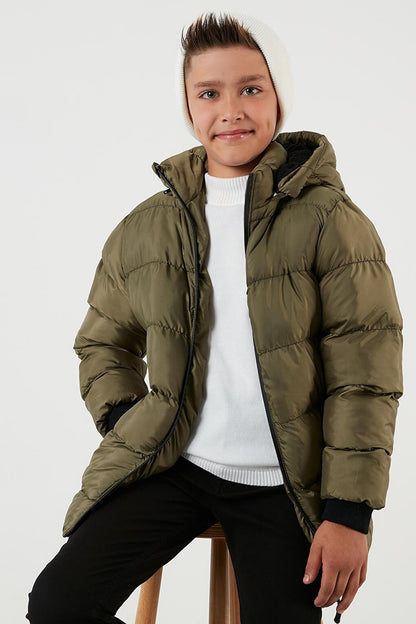 Removable Hooded Puffer Jacket with Plush Lining 576220K