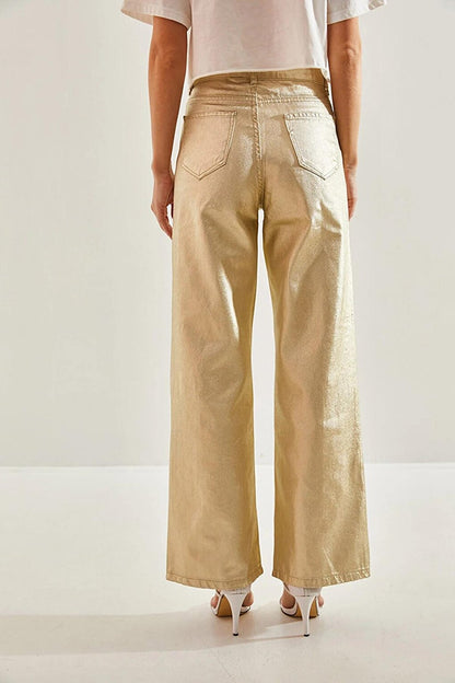 Women's Metallic Coated Trousers