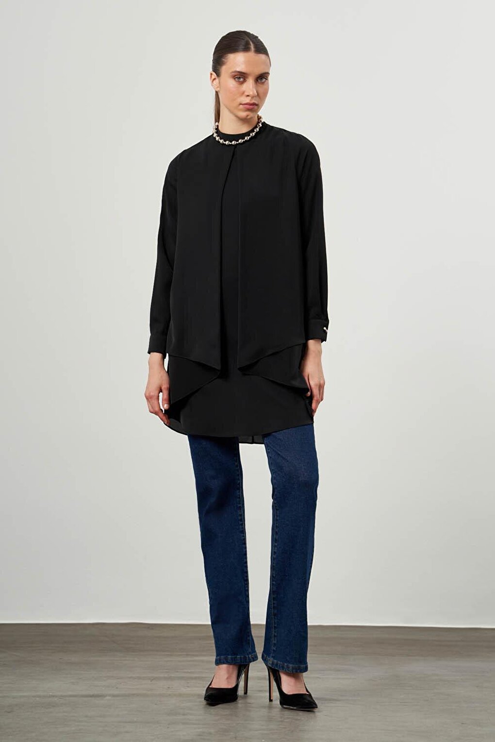 Front Layered Black Tunic