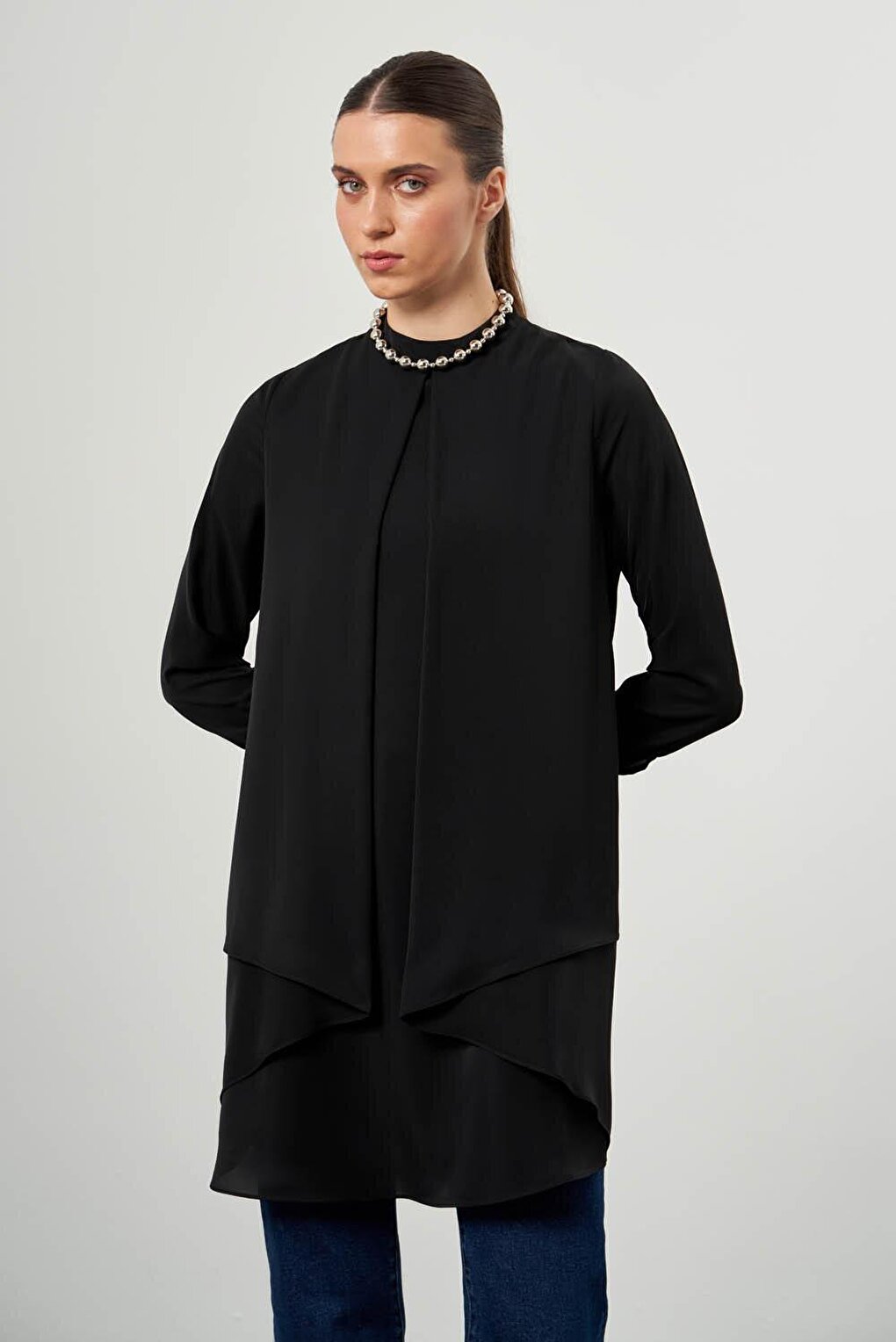 Front Layered Black Tunic