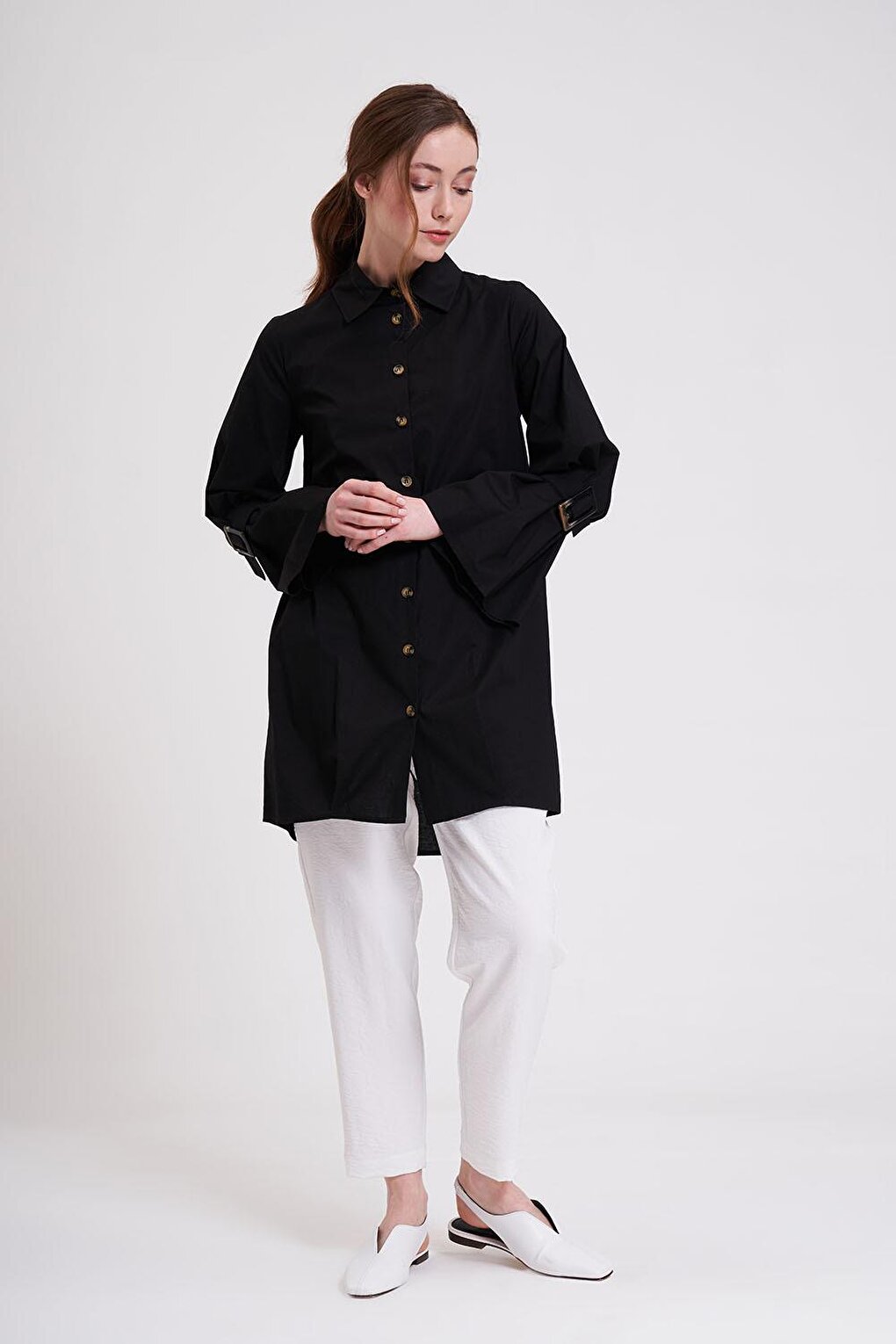 Black Tunic with Belted Sleeves