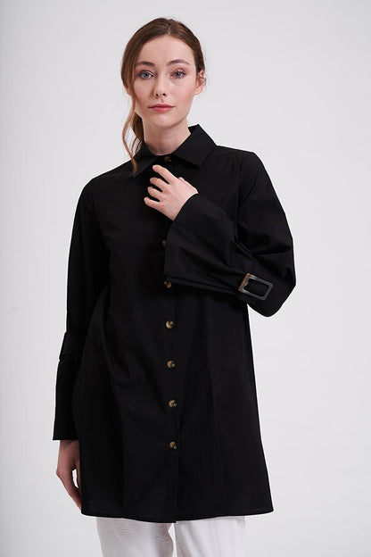 Black Tunic with Belted Sleeves