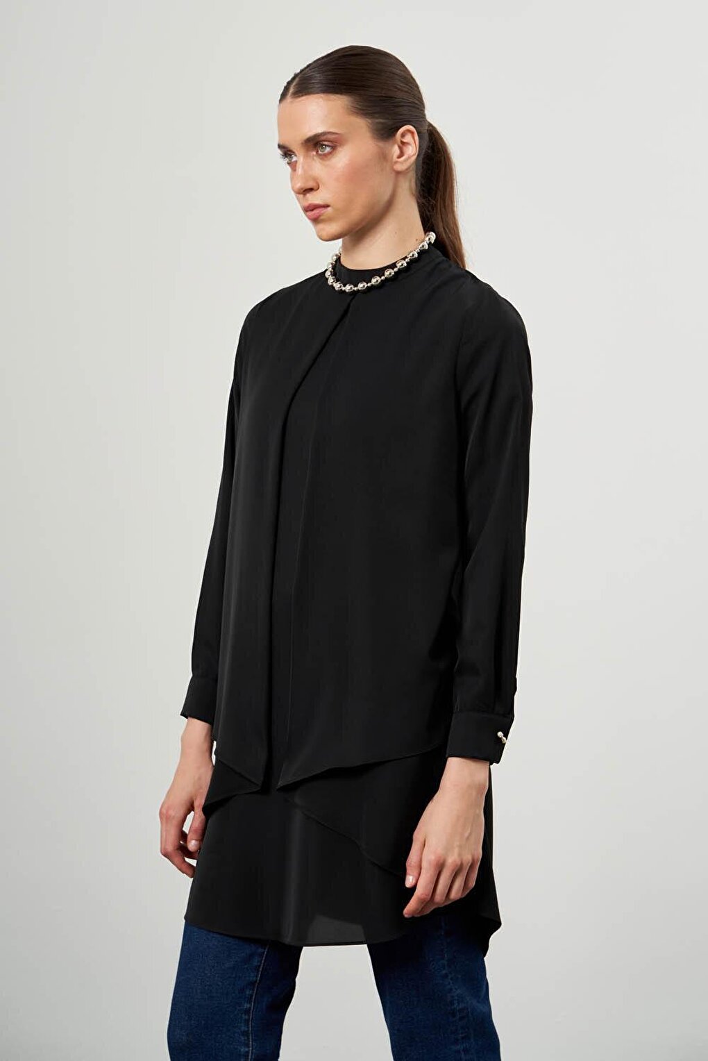 Front Layered Black Tunic