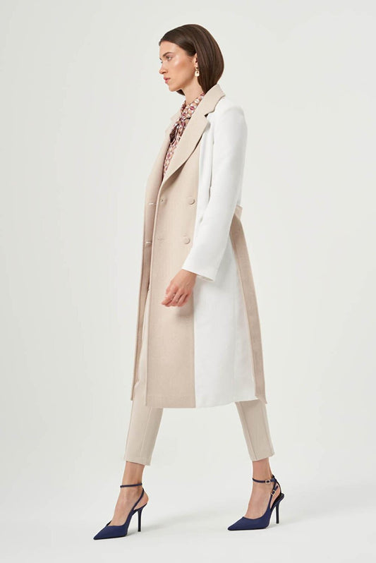 White Trench Coat with Stamp Block