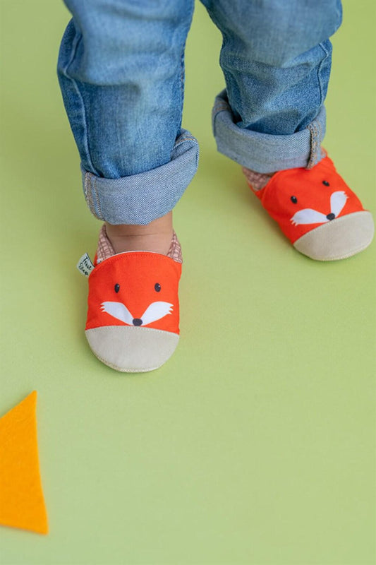 Fox Patterned Cotton Lined Anti-Slip Sole Booties