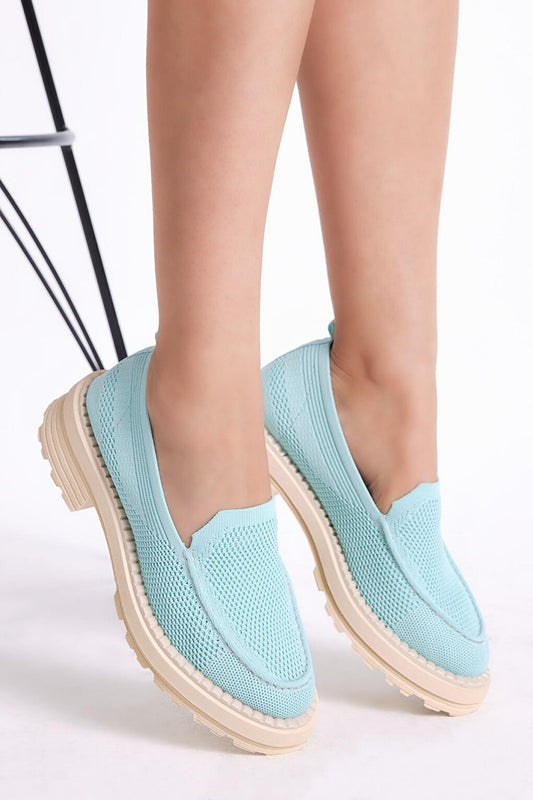 Women's Turquoise Comfortable Fit Tricot Sneaker