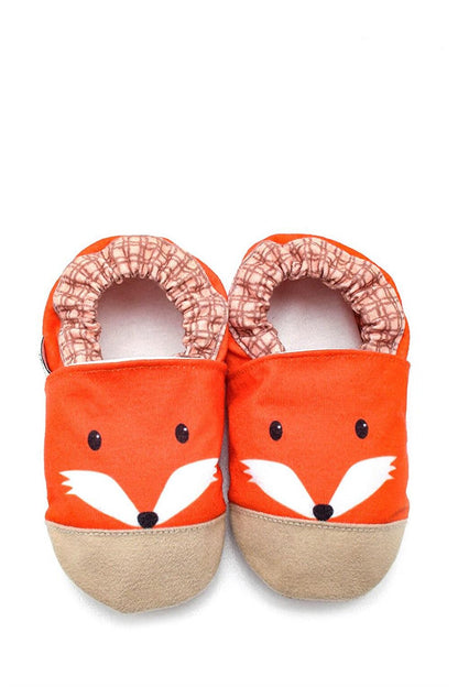 Fox Patterned Cotton Lined Anti-Slip Sole Booties