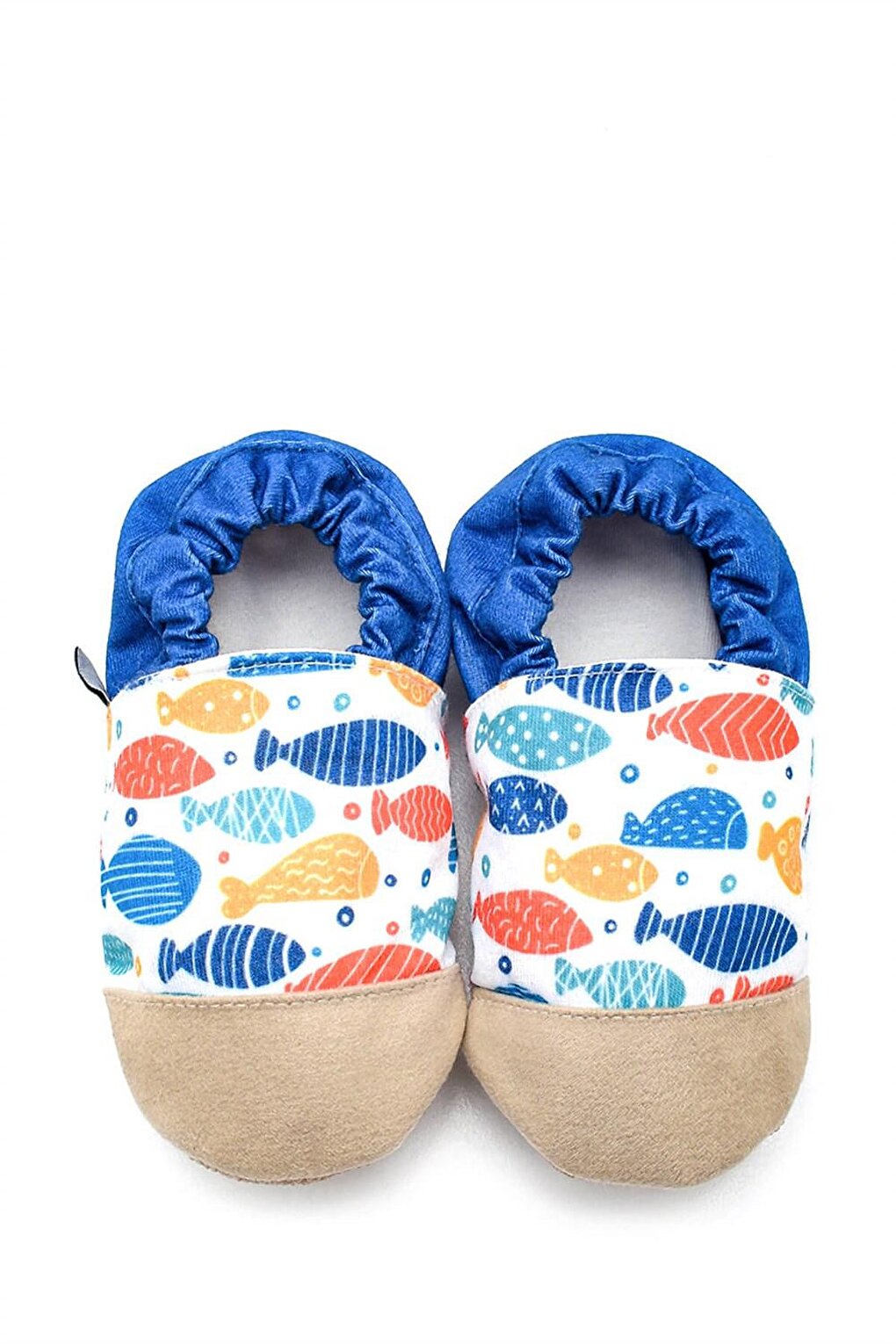 Fish Patterned Cotton Lined Anti-Slip Sole Booties