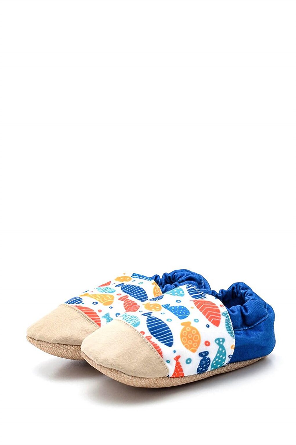 Fish Patterned Cotton Lined Anti-Slip Sole Booties