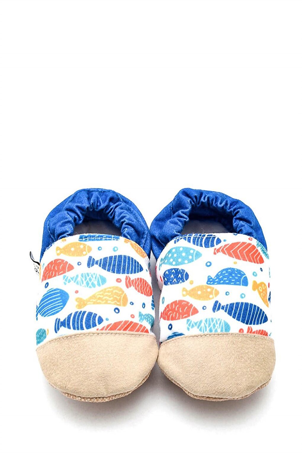 Fish Patterned Cotton Lined Anti-Slip Sole Booties