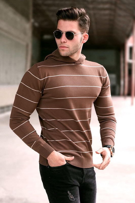 Brown Hooded Men's Sweater 5623