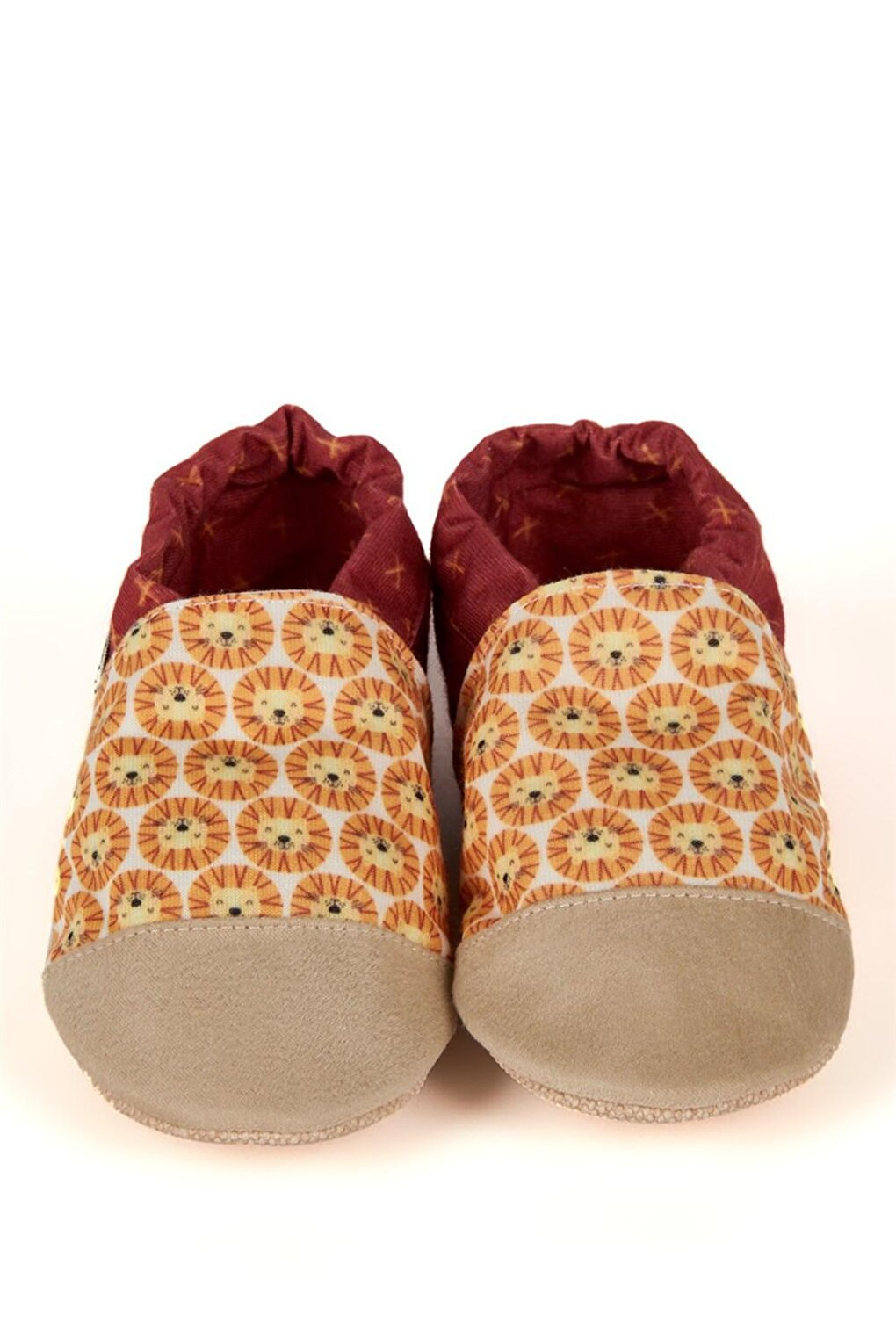 Lion Patterned Cotton Lined Anti-Slip Sole Booties