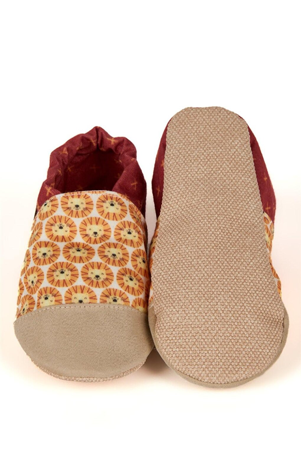 Lion Patterned Cotton Lined Anti-Slip Sole Booties