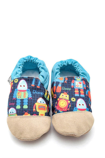 Robot Patterned Cotton Lined Anti-Slip Sole Booties