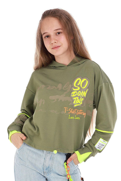 Girl Child So Text Printed Sweatshirt 10-15 Years 14102