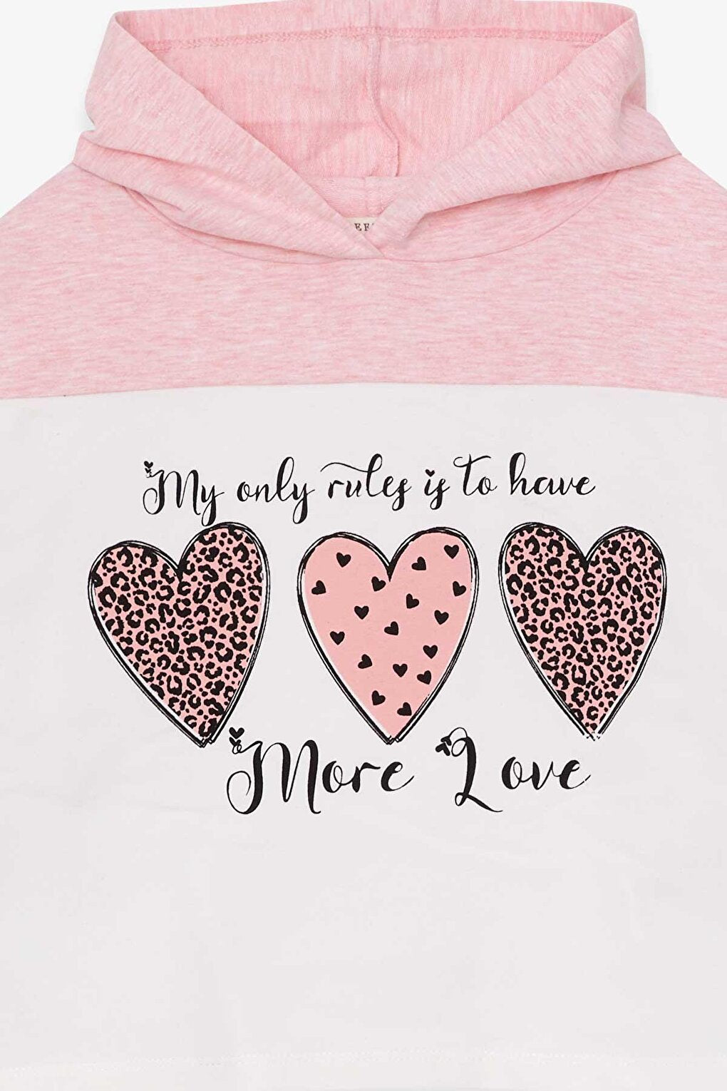 Girl's Tracksuit Set Heart Printed Salmon Melange (6-9 Years)