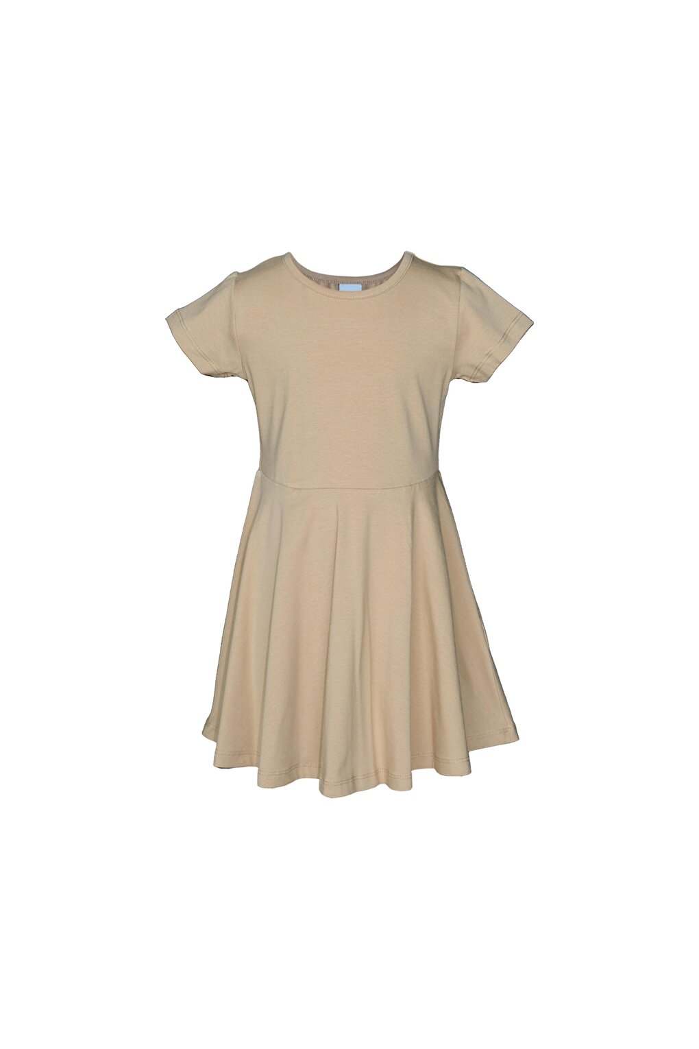 Milk Brown Girl's Plain Basic Short Sleeve Dress