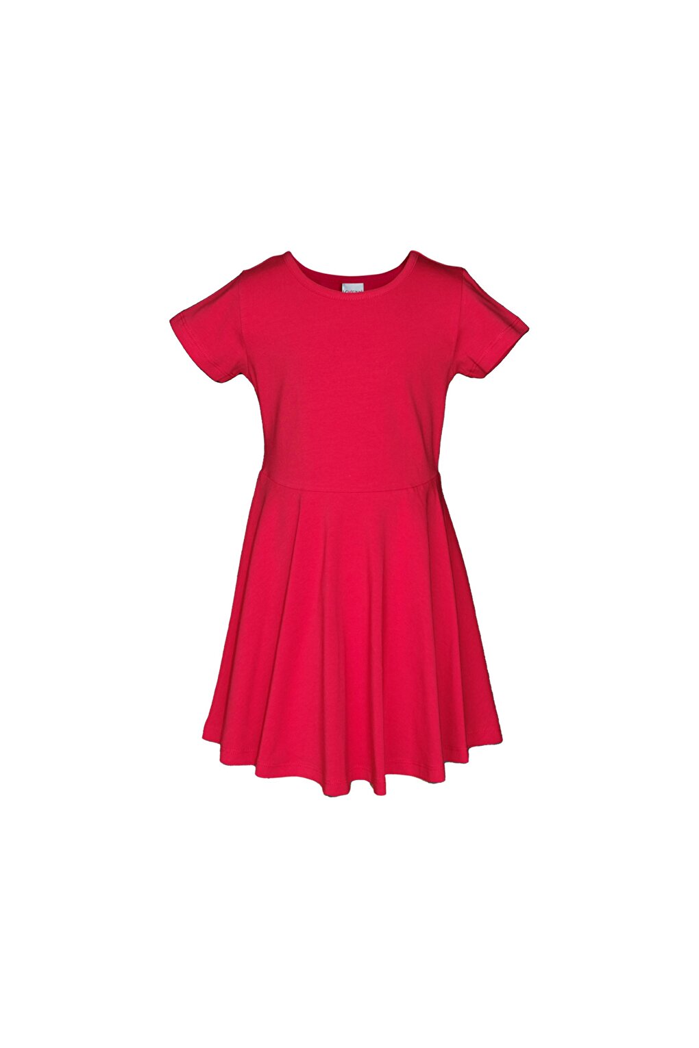 Red Girl's Plain Basic Short Sleeve Dress